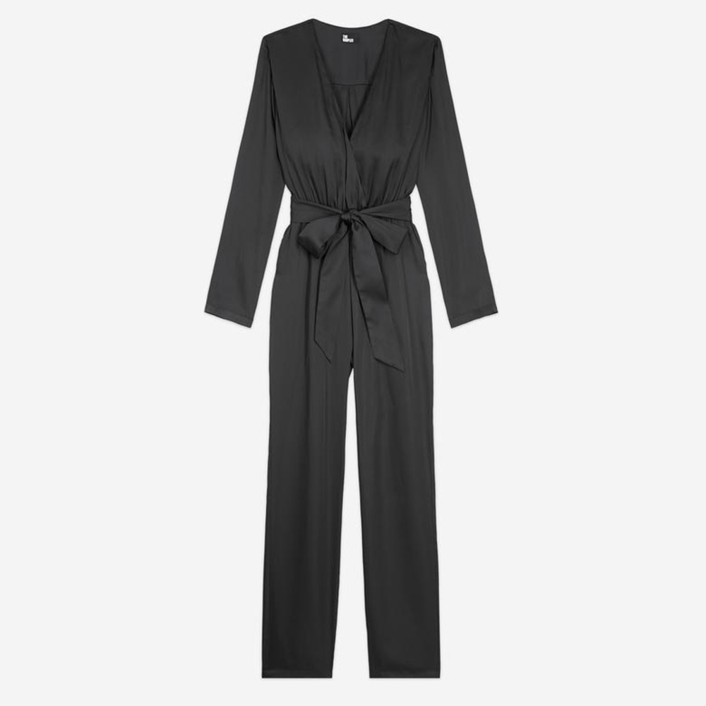 The Kooples Black Tailored Jumpsuit with Belted Waist